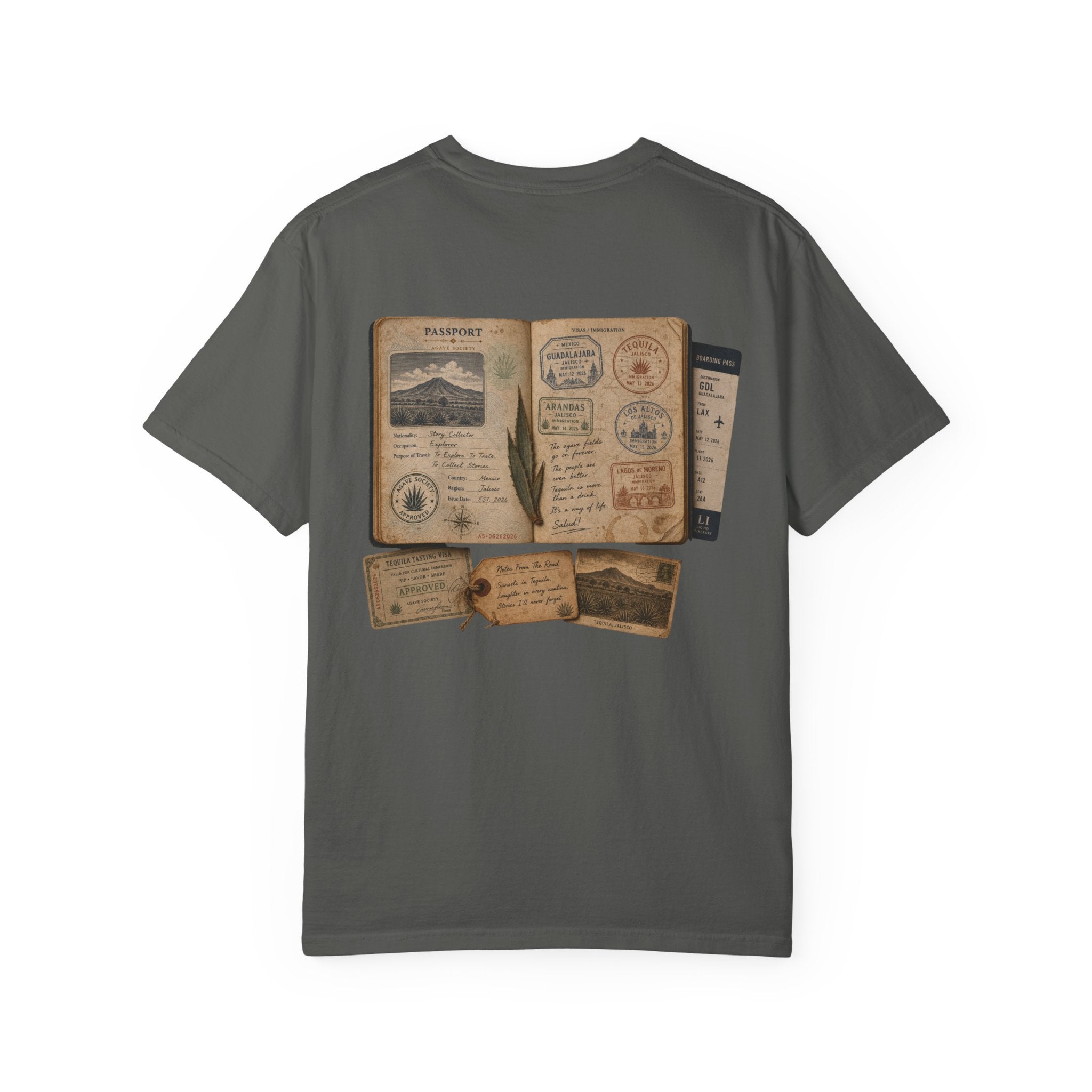 Tequila Passport Graphic T-Shirt — Vintage Adventure Journal Tee