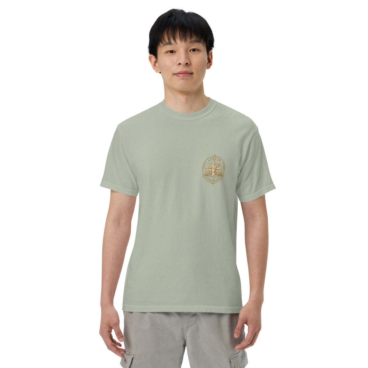 Hacienda Jalisco Crest Series tequila T-shirt front with Agave Society left chest badge in Bay
